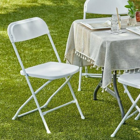 LANCASTER TABLE & SEATING White Textured and Contoured Folding Chair 384DG64299WH